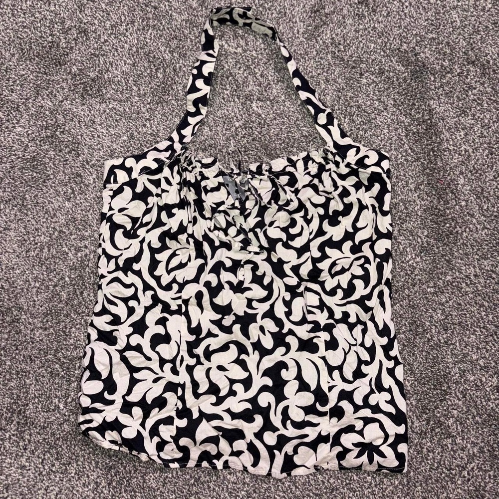 Ann Taylor white/black floral halter top in a size 8